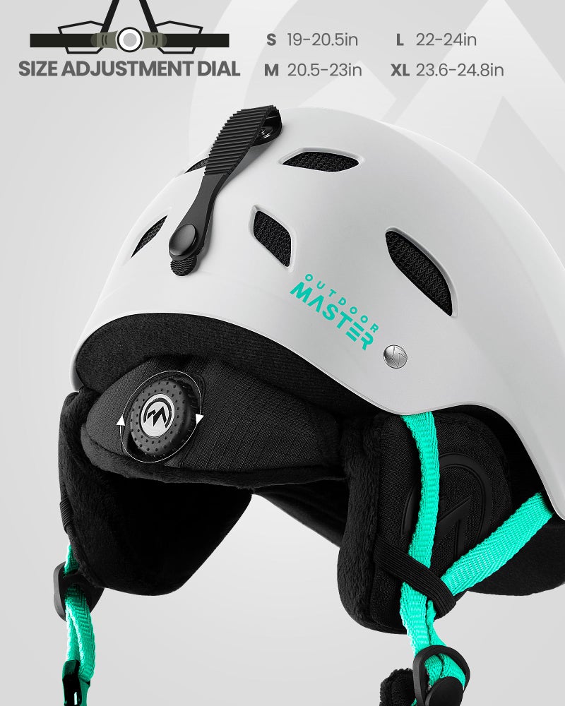 OutdoorMaster Kelvin Ski Helmet - Snowboard Helmet for Men, Women & Youth (White+Teal,S) - Image 2